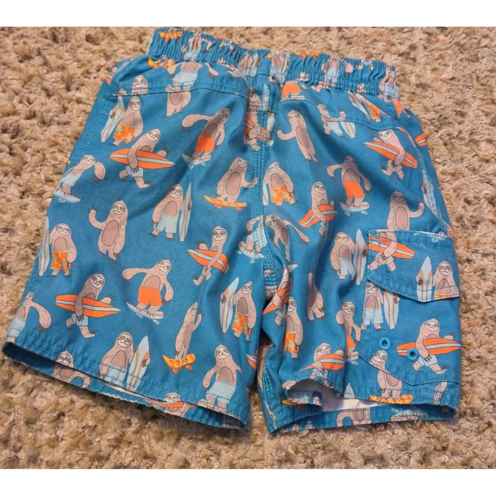 L.L. Bean Sloth‎ Surfboard Print Swim Trunks Youth Size 3T Multicolor